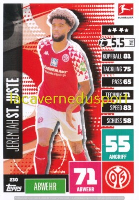 230 JEREMIAH ST. JUSTE # 1. FSV MAINZ 05 TOPPS BUNDESLIGA 2020 2021 MATCH ATTAX