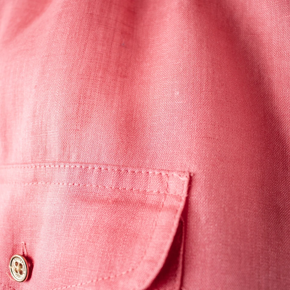 Nueva Camisa Ralph Lauren Rosa Melón Melocotón Sólida Mujer Lino Talla XL Foto 3 de 4