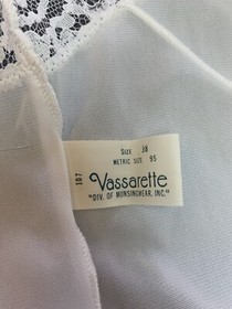 Vintage Vassarette Camisole Cami M / 38 White Nylon Antron Lace Made USA NEW NOS