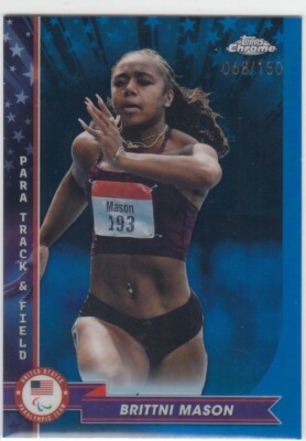 2024 Brittni Mason Topps Chrome Olympics BLUE REFRACTOR /150 - #90 Track Field
