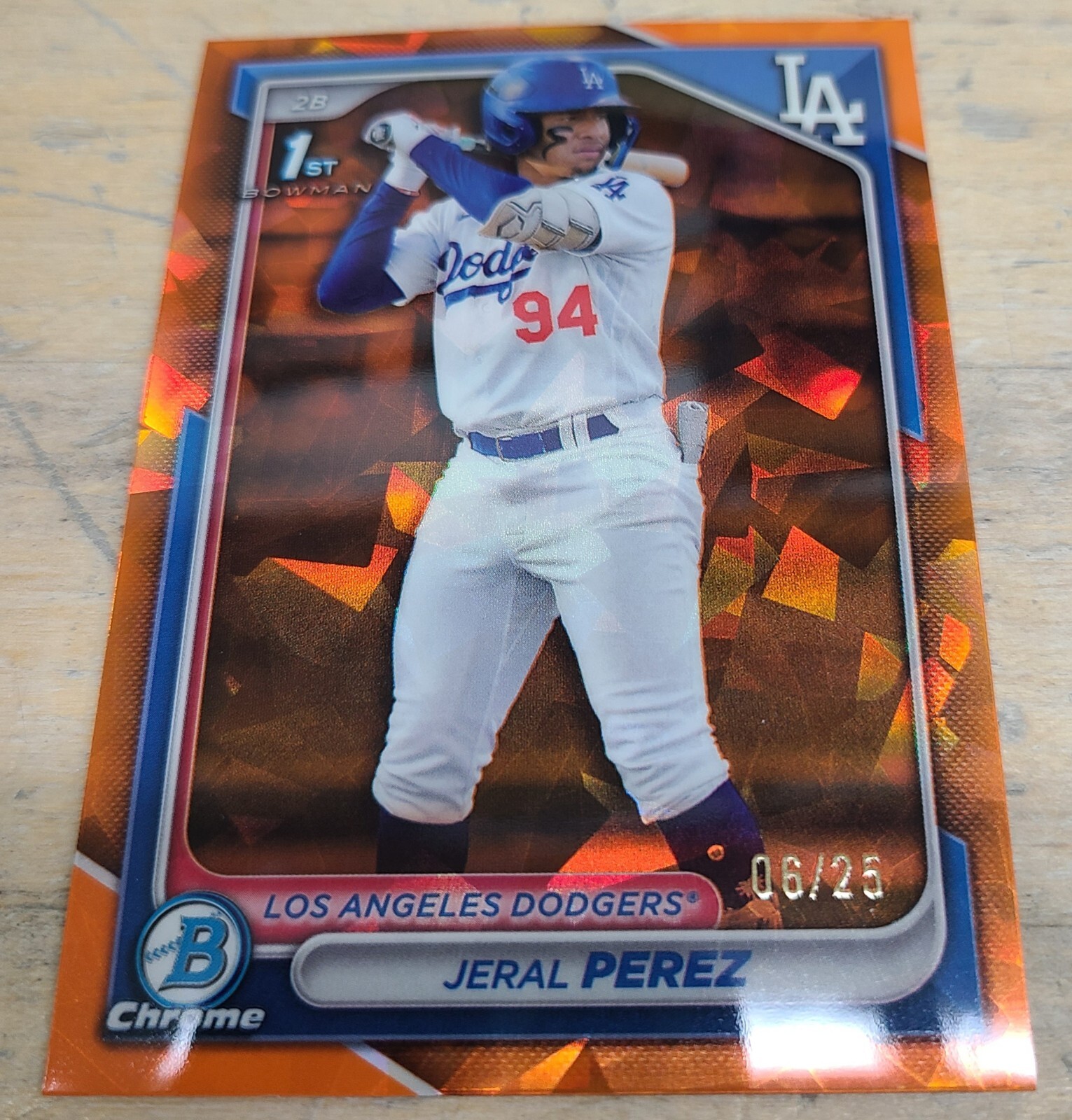 JERAL PEREZ 2024 Bowman Chrome ORANGE SAPPHIRE #06/25 1ST BOWMAN SSP DODGERS