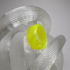Neon Yellow Pearl Acrylic Resin Ring - Fluorescent Yellow - Unisex - Handmade