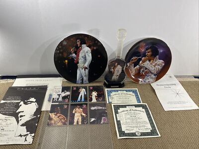 ELVIS PRESLEY Collection Aloha From Hawaii Porcelain Plate  Acrylic Guitar Cards