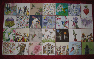 Set 28-Besten Servietten~ Vögel, KOLIBRIS, Blumen, inklusiv Vicky Sawyer ~33x33