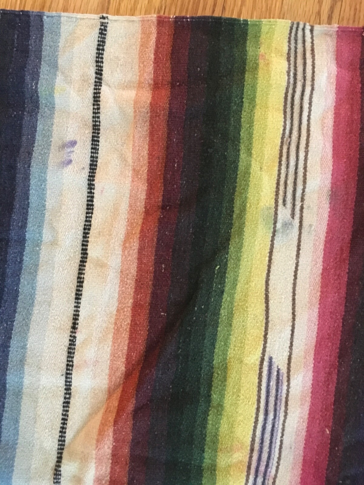 Vintage Mexican Blanket Serape 87”X 57” Fringe Satillo Wool 50's