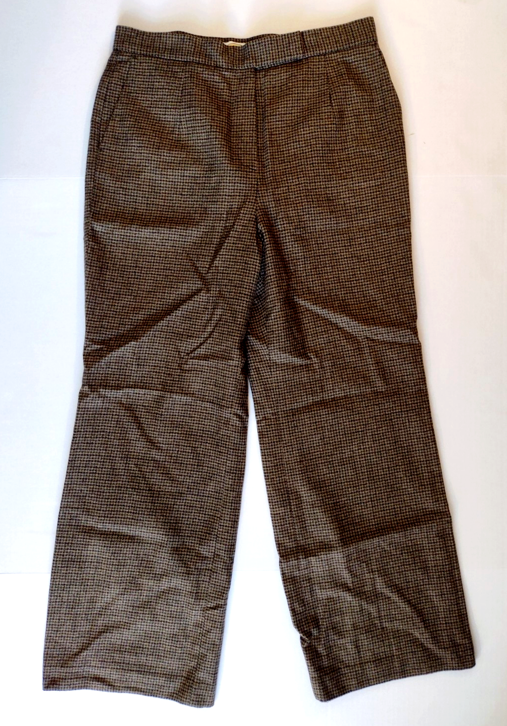 Talbots Womens Size 12 Wool Houndstooth Brown Professional Lined Dress Pants