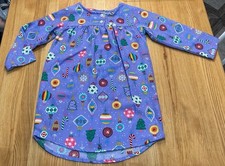 Lands End Pajamas Size 2 Purple Christmas Ornament Print Long Sleeve Nightgown