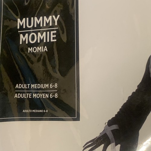 Adult Mummy Costume Size Medium 6-8 Halloween Mask, Robe, & Gloves - Picture 3 of 4