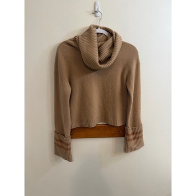 NAADAM Luxe Cashmere Cowl Neck Sweater 100% Cashmere Beige Ribbed Women s S