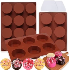 Cake Puck Mold Set, 2 Different Sizes,3 Pack Cake Puck Molds with 2 Spatulas, Si