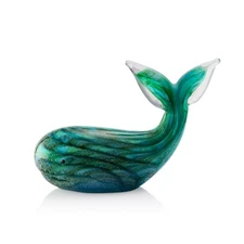SPI Home Art Glass Teal Blue Whale