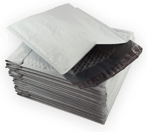AirnDefense White Poly Bubble Mailers - 8.5x12 Inches, Self