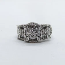 14K White Gold Diamond Cluster Ring Size 5 w/ Sizer & Clasp Appr KA56