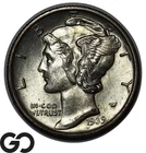 1939-D Mercury Dime, Full Split Bands, Great Strike, Sharp Gem BU++ FSB