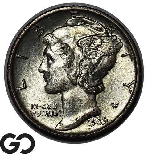 1939-D Mercury Dime, Full Split Bands, Great Strike, Sharp Gem BU++ FSB