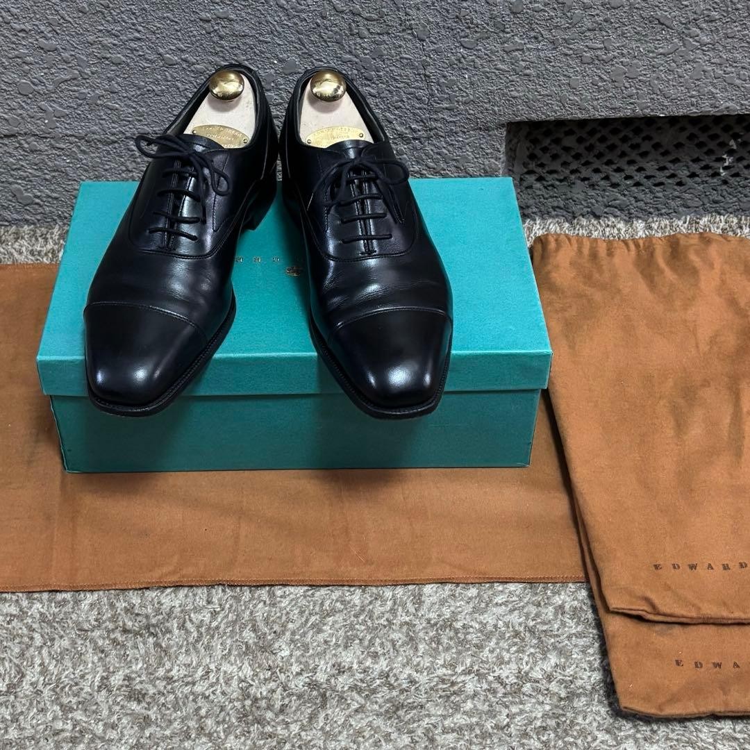 Edward Green CHELSEA Black Leather Oxford Dress Shoes Cap Toe Men's UK6.5 US7 D