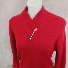 Vintage Yarn Works Red Lambswool Angora Rabbit hair Size M? Valentines Christmas