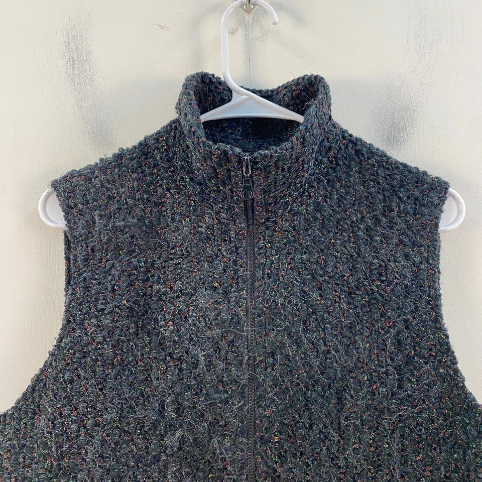 Picadilly Mujer Pequeño Suéter Top Chaleco Cremallera Negro Bolsillos gorditos Sin mangas Foto 2 de 4