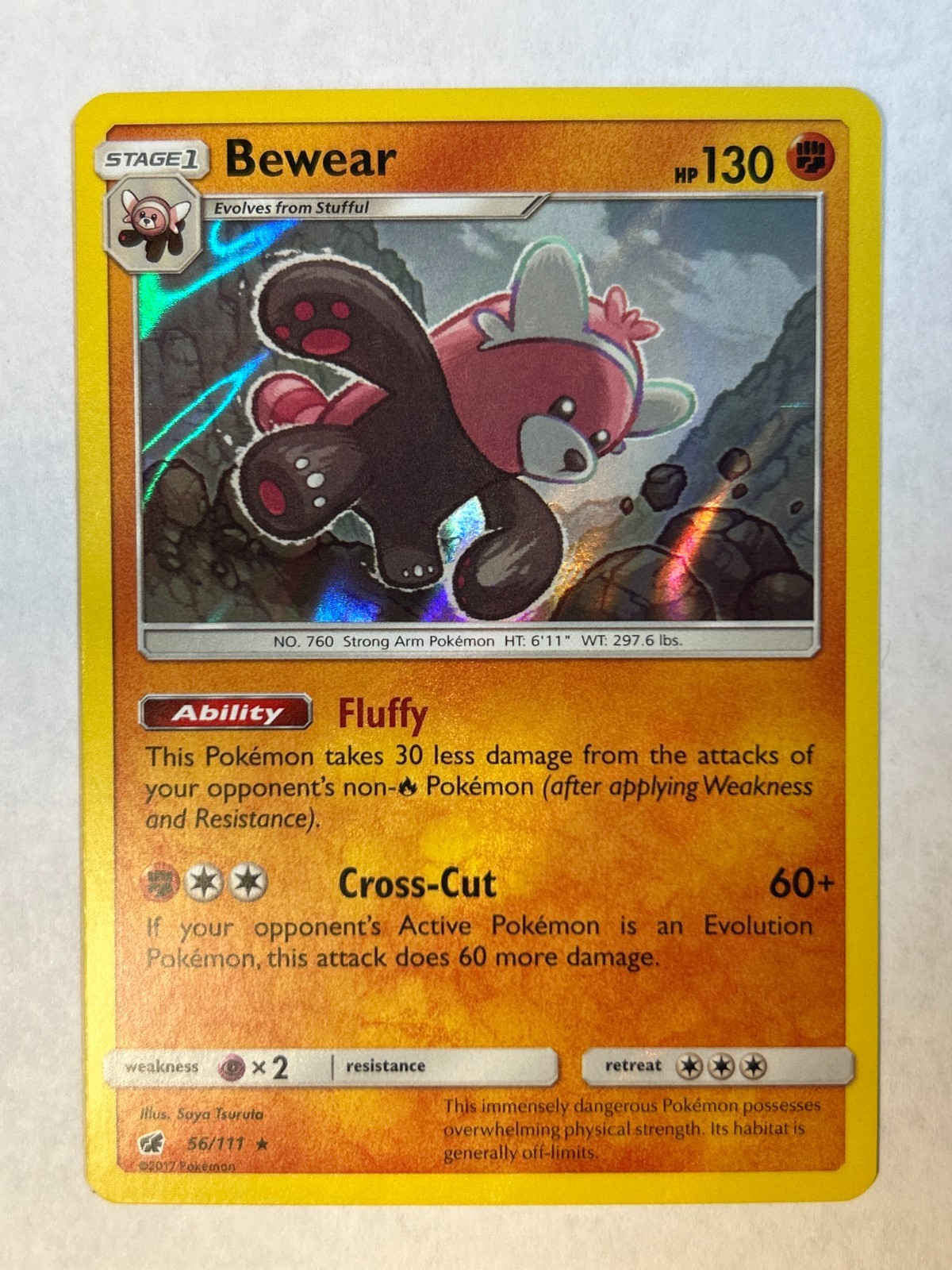 2017 Sun & Moon Crimson invasion Bewear 56/111 Holo