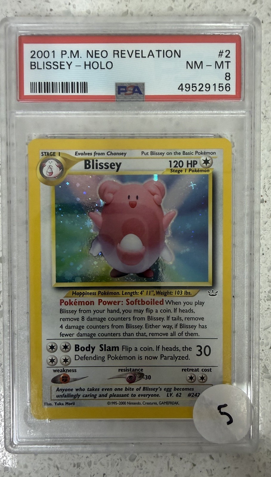 2001 POKEMON NEO REVELATION 2 BLISSEY-HOLO PSA 8