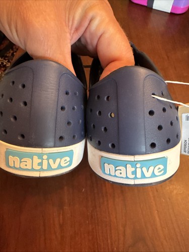 Native Jefferson Unisex Waterproof Slip-On Regular Shoes Navy Mens 8 - Womens 10 - Picture 5 of 8