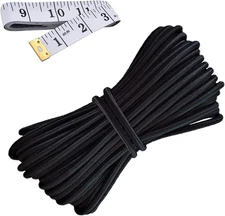 Elastic Cord 1/8 Inch (3MM) x 17FT, Black Elastic String Bungee Shock Cord with
