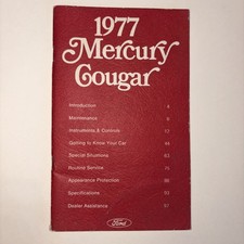 1977 Mercury Cougar Owners Manual Original Preowned 1977 Mercury Cougar Owners Manual Original Preowned