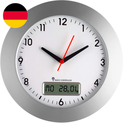 TFA Dostmann Analoge Funkwanduhr, 98.1092, Digitale Datumsanzeige Und Wochentag,