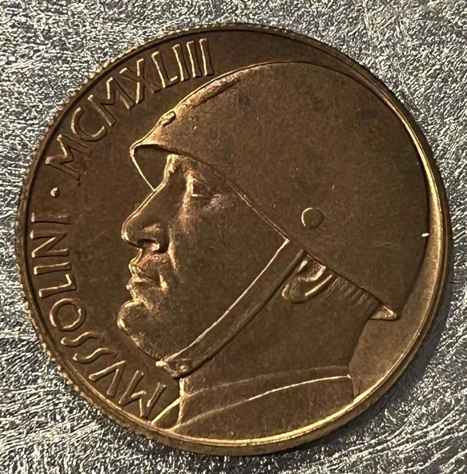 20 LIRE MUSSOLINI MÉDAILLE DE PROPAGANDE ITALIE CUIVRE - Photo 1/2