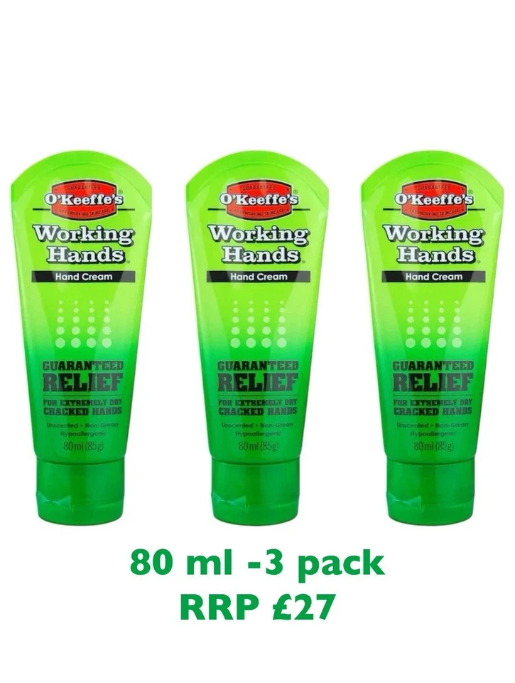 Tuben O'Keeffe's Working Hands Creme. 80g - 3er Pack UVP 27£