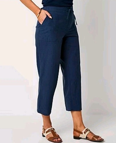 Liz Claiborne Hose Damen XXL indigoblau Gummizug und Bindebund weites Bein Vaca - Bild 2 von 5