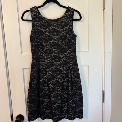 Valerie Bertinelli Black Floral Lace Sleeveless Cocktail Dress Sz 6 Elegant Chic