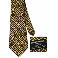 Brooks Brothers Makers Silk Tie Maroon Geometric Print Necktie Made In USA
