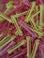 Vtg HUGE Lot of 127 Spin Arm Swing Perm Permanent Rods Curlers Pink Yellow Large