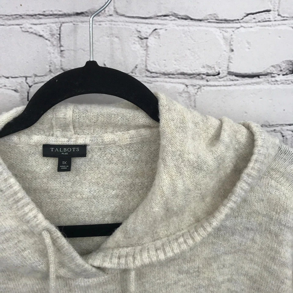 Talbots Top Womens 1X Beige Long Sleeve Casual Basic Blouse Sweater Hooded - Image 3 of 4
