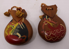 Coppia di castagne spagnole vintage in legno dipinte a mano ballerina di flamenco e corrida