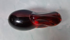 Vintage Red Bunny Polished Bottom Solid Amberina MCM Art Glass Rabbit Figurine — photo 7