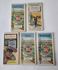 Lot Of 5 Vintage SINCLAIR H-C Gasoline US Road Maps NY MI KY/TN IL Long Island