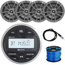 JBL PRV-175 Gauge Style Digital Receiver, 4x 6.5" 180W Speakers, Wire, Antenna