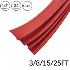 3:1 Heat Shrink Tube - 1/2" Red Dual Wall Marine Adhesive Glue Lined Waterproof