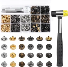 120 Sets Snap Fasteners Kit, 10Mm Snap Buttons with Rubber Hammer, 6 Color Metal