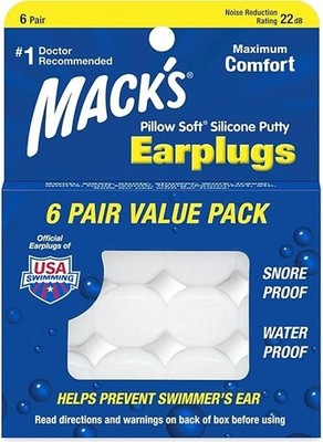 Open Box-Mack's Pillow Soft Silicone Earplugs -6 Pair, Value Pack  (one is used)