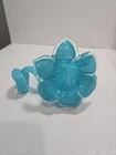 Vintage Murano Italian Blown Art Glass Flower Light Blue Glitter Twisted Stem