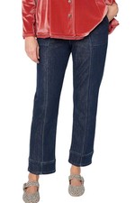 LOGO by Lori Goldstein Women's Indigo Tapered Ankle Jeans Dark Wash