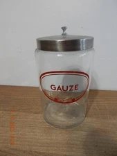 GLASCO PROFEX Glass Medical Apothecary Jar Gauze Stainless Steel Lid Canister