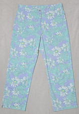 Lilly Pulitzer Capri Pants 2 Petite Rockin Lobster Daisy Purple Green Vtg