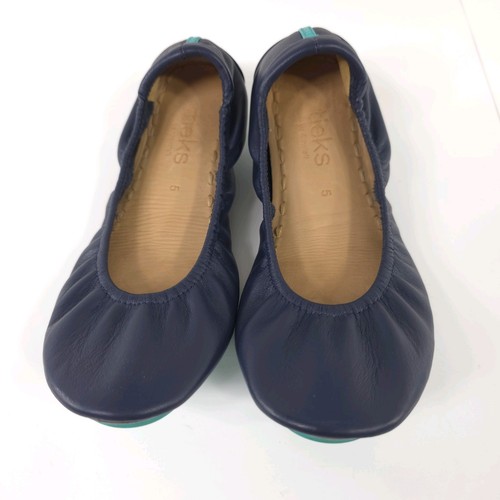 TIEKS BY GAVRIELI LEATHER BALLET FLATS CALIFORNIA NAVY BLUE SHOES WOMEN'S SIZE 5 - Picture 16 of 24