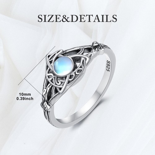 Sterling Silver Celtic Knot Ring for Women: Trinity Moon Celtic Jewelry - Picture 5 of 5