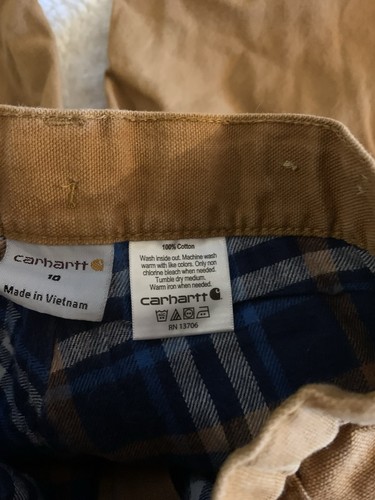 Carhartt Carpenter Pants Boys, Size 14, Brown Duck Fleece Lining - Picture 4 of 7