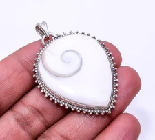 Shiva Eye Shell-Turkey 925 Sterling Silver Pendant 1.95", Christmas Gift P37334
